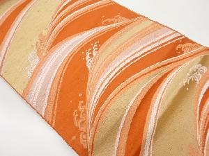 手織り紬荒波模様織出し名古屋帯